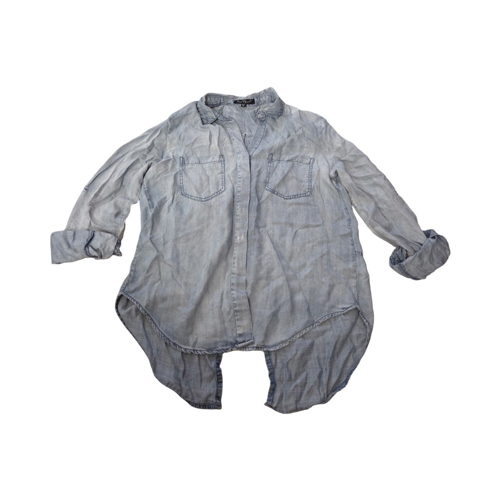 Velvet Heart Light Wash Chambray Roll Tab Button Down Shirt Medium